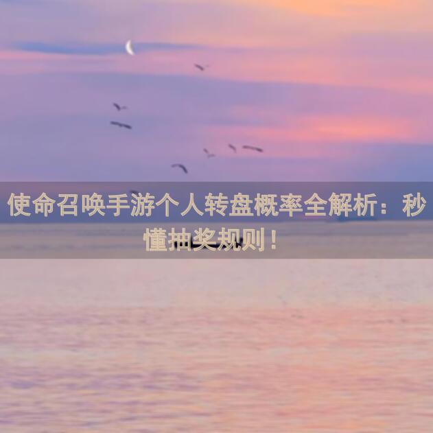 使命召唤手游个人转盘概率全解析：秒懂抽奖规则！